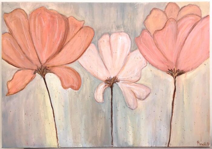 Κάδρο με ροζ λουλούδια