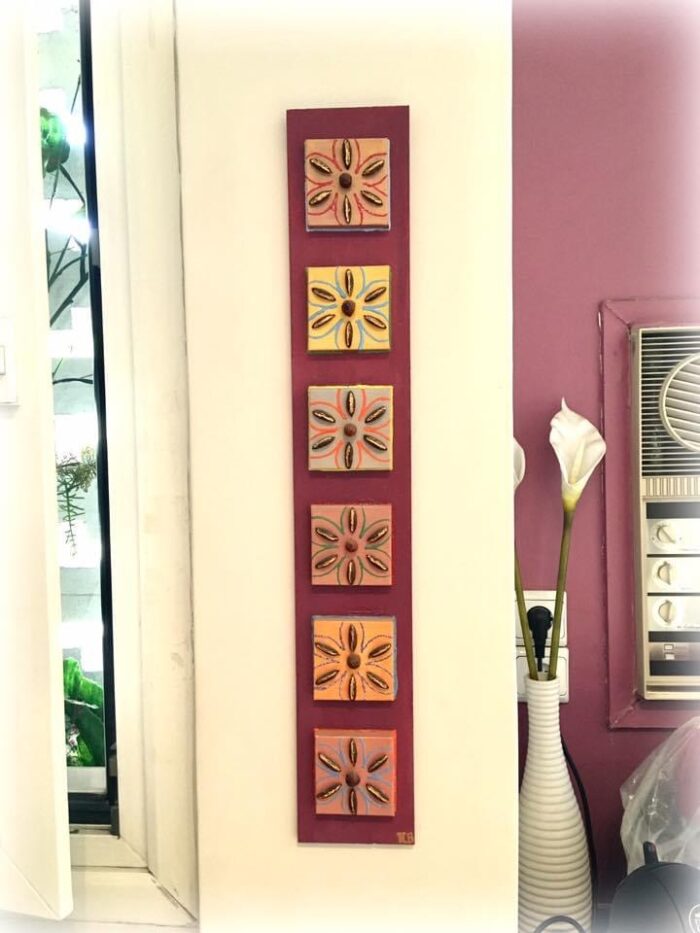 Κάδρο με λουλούδια από κουκούτσι