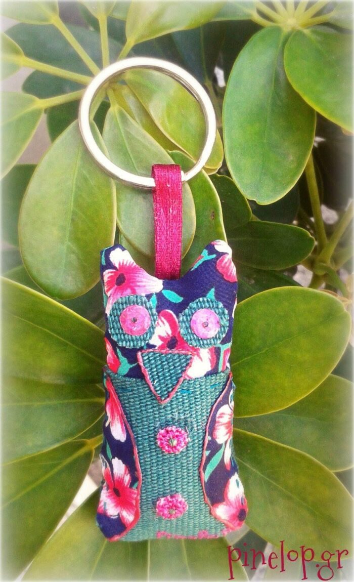 Μπρελόκ κουκουβάγια από ύφασμα