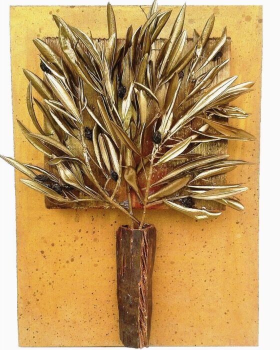 Κάδρο με χρυσά φύλλα ελιάς