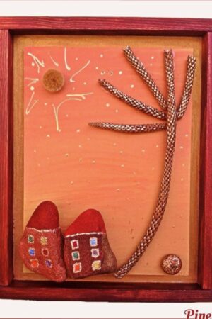 Κάδρο με σπιτάκια και φοίνικα