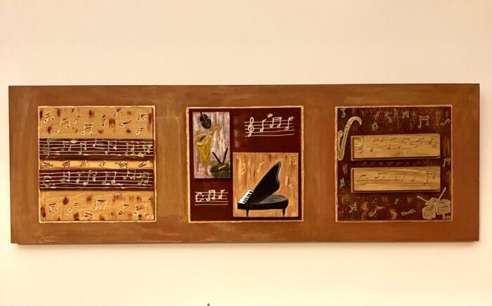 Κάδρο τριλογία με μουσικά όργανα