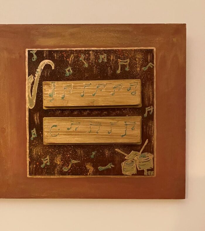 Κάδρο τριλογία με μουσικά όργανα